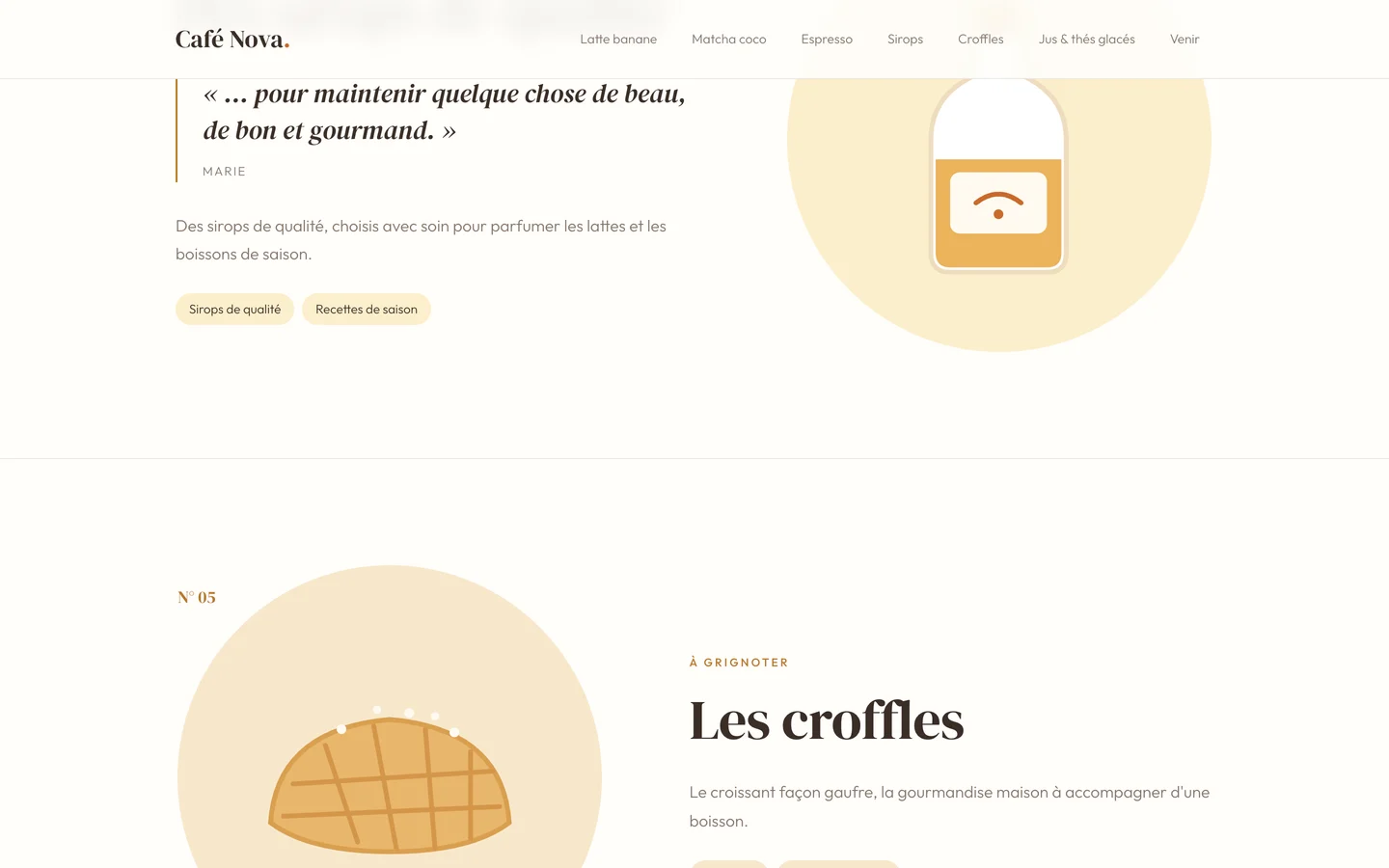 Café Nova, sirops de qualité et croffles